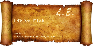 Léva Elek névjegykártya